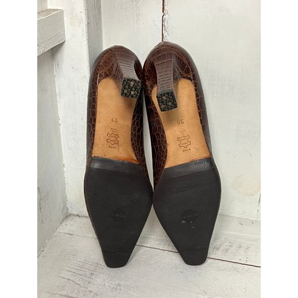 Manolo Blahnik Kayami Alligator Leather Heeled Pumps Chocolate Women's 39 / 8 - Picture 6 of 6